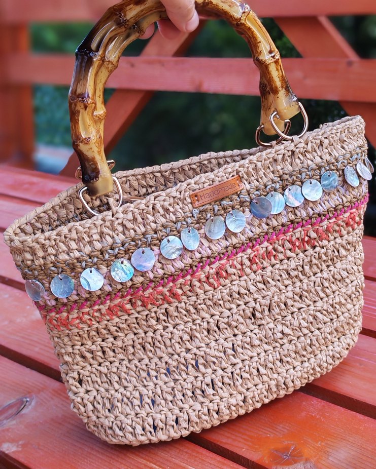 Boncuk Detaylı Renkli Örgü Kadın Çanta - Görsel 3