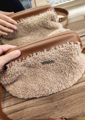 Kürk Detaylı Bej Yün Kadın Çanta - Görsel 4