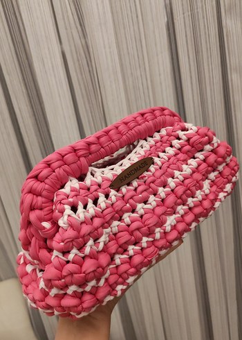 Örgü Pembe Kadın Çanta - Görsel 4