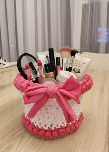 Pembe Örgü Sepet ve Çanta Seti - Görsel 4