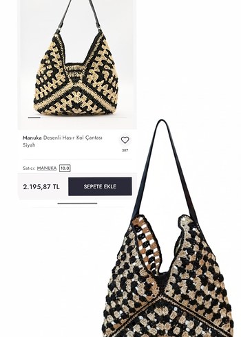 Dantel Detaylı Siyah Örgü Bohem Çanta - Görsel 2