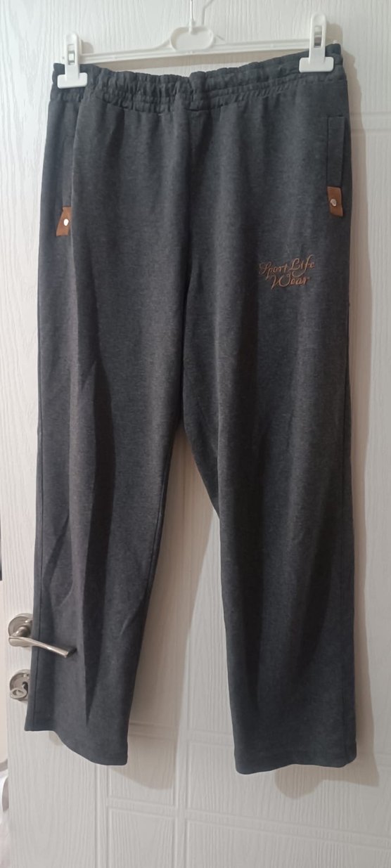 Gri Erkek Fermuarlı Rahat Kesim Eşofman Altı - Görsel 2