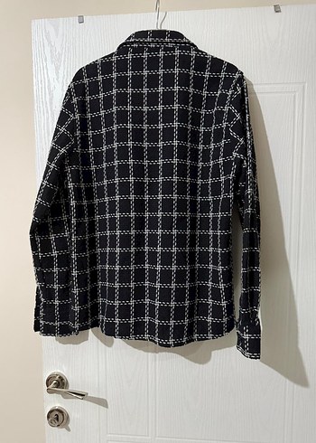 Düğmeli Siyah Ekose Uzun Kollu Kadın Gömlek - Görsel 3