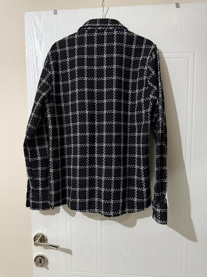 Düğmeli Siyah Ekose Uzun Kollu Kadın Gömlek - Görsel 3