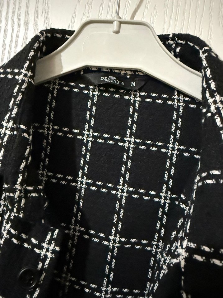 Düğmeli Siyah Ekose Uzun Kollu Kadın Gömlek - Görsel 2