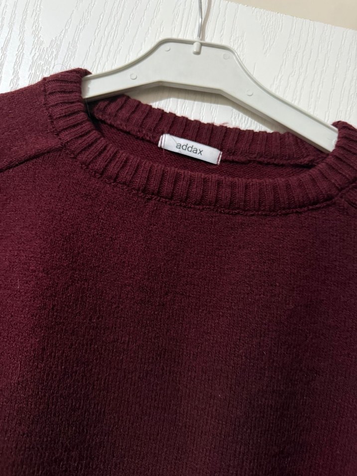 Bordo Örgü Kadın Yün Kazak - Görsel 2