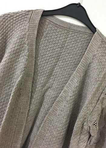 Vizon rengi Örgü Kadın Midi Hırka - Görsel 4