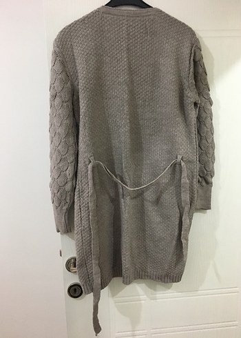 Vizon rengi Örgü Kadın Midi Hırka - Görsel 5