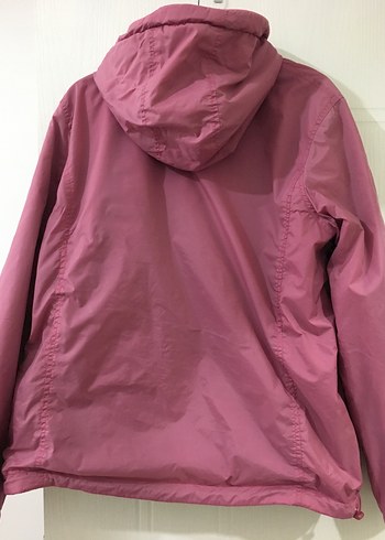 Pembe Kapüşonlu Fermuarlı Çift taraflı kadın mont - Görsel 4