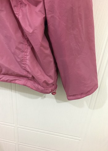 Pembe Kapüşonlu Fermuarlı Çift taraflı kadın mont - Görsel 5