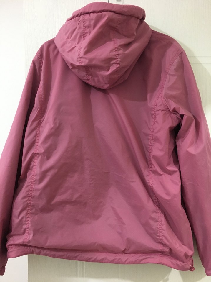 Pembe Kapüşonlu Fermuarlı Çift taraflı kadın mont - Görsel 4