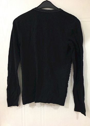 Siyah V Yaka Triko Kadın Hırka - Görsel 5