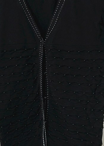 Siyah V Yaka Triko Kadın Hırka - Görsel 3