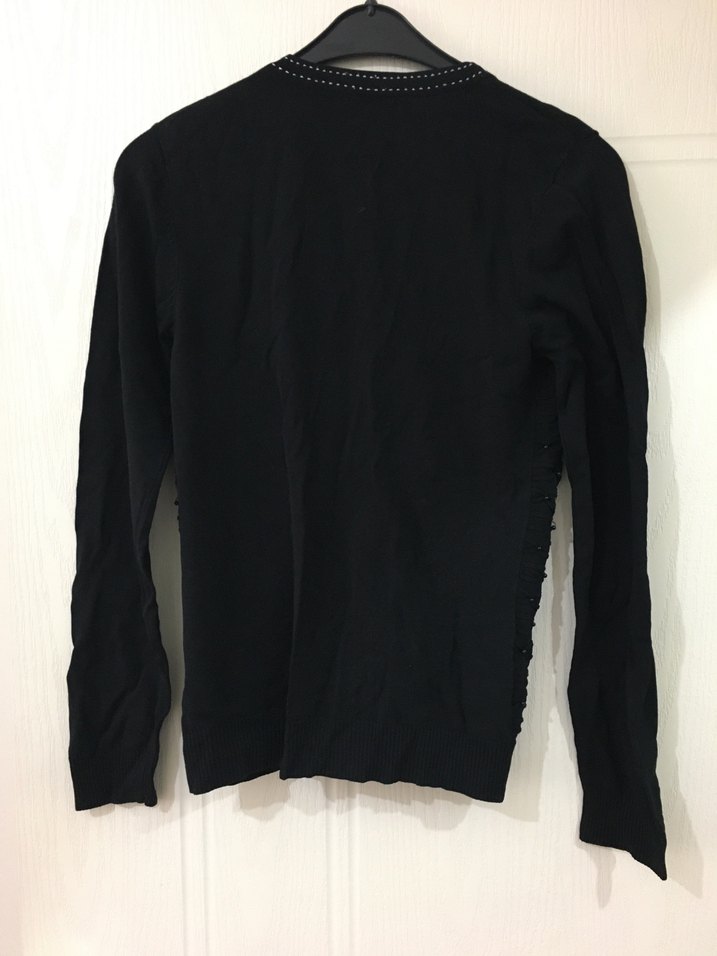 Siyah V Yaka Triko Kadın Hırka - Görsel 5