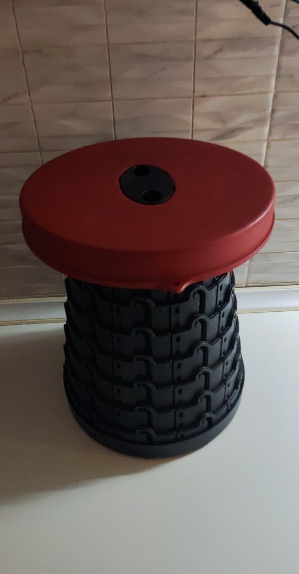 Kırmızı Yuvarlak  açıp kapanan tabure - Görsel 2