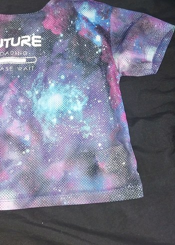 Kız Çocuk Mor Baskılı Kısa Kollu Tişört - Görsel 2