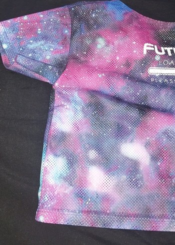 Kız Çocuk Mor Baskılı Kısa Kollu Tişört - Görsel 3