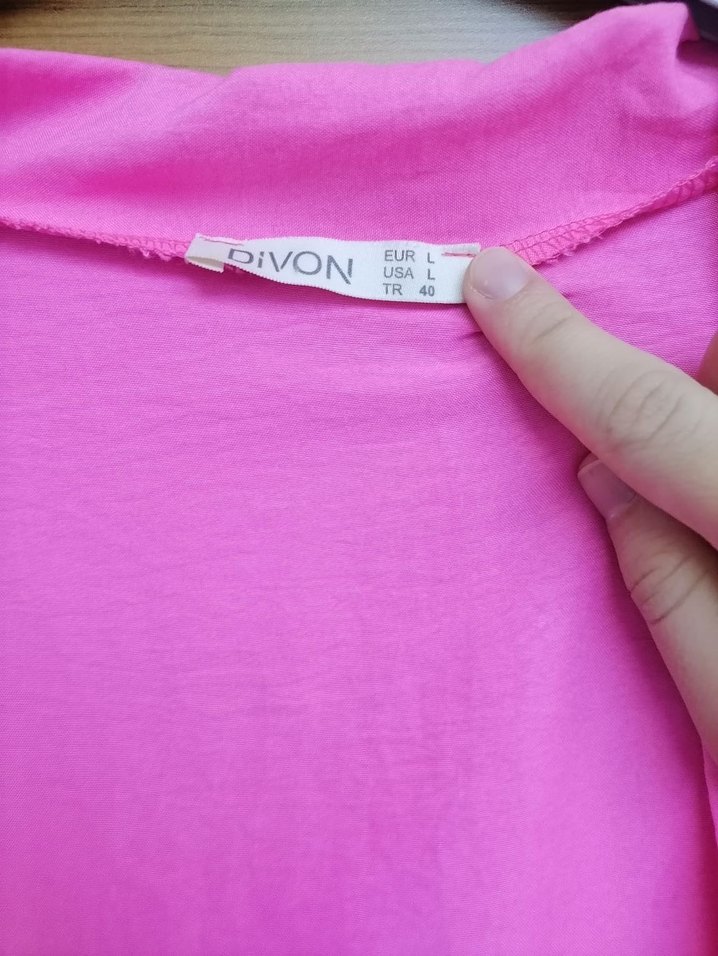 Pembe Kadın Midi Boy Kol Salaş Kimono - Görsel 3