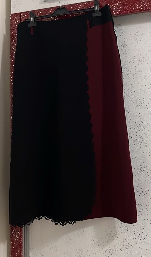 Bordo Siyah Uzun Drapeli Kadın Etek - Görsel 2