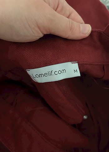 Bordo Düğmeli Uzun Kadın Slopet - Görsel 4