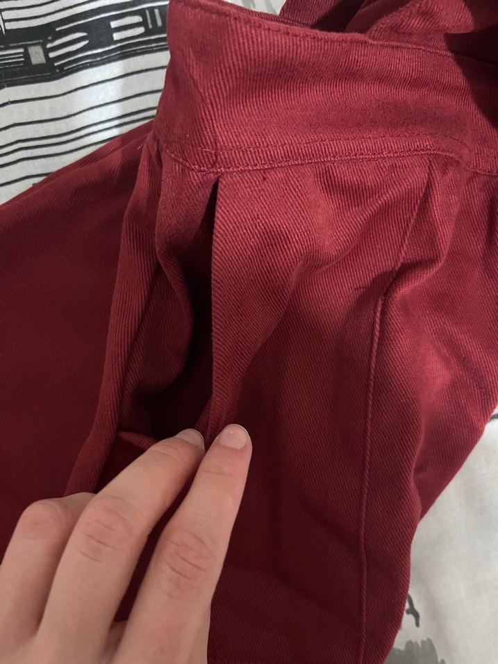 Bordo Düğmeli Uzun Kadın Slopet - Görsel 3