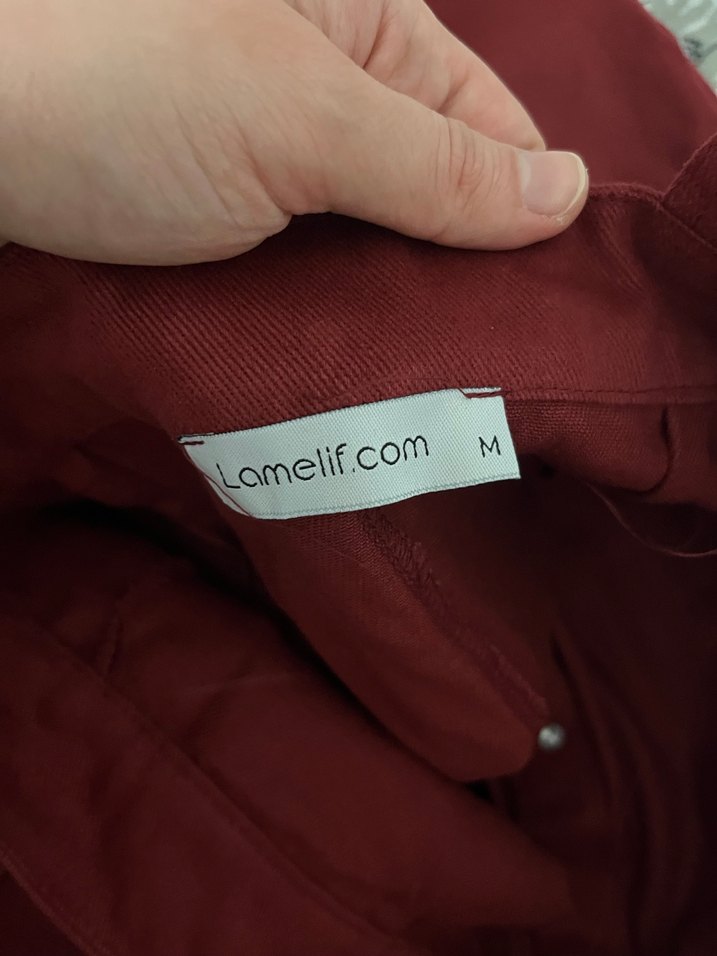 Bordo Düğmeli Uzun Kadın Slopet - Görsel 4