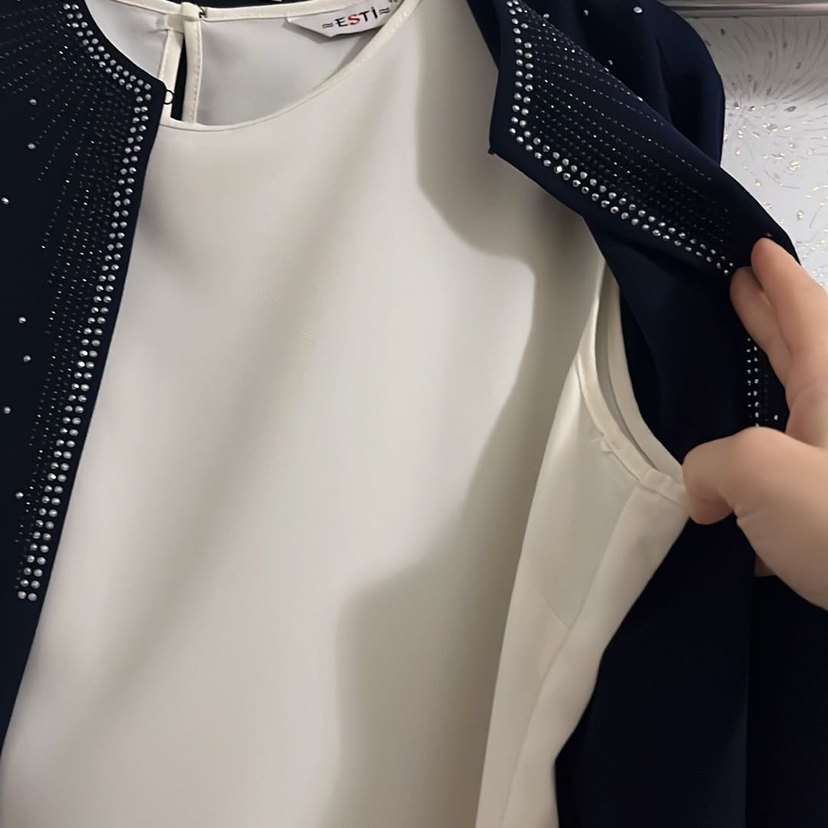 Boncuk İşlemeli Lacivert Tunik - Görsel 3