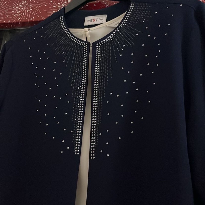 Boncuk İşlemeli Lacivert Tunik - Görsel 2