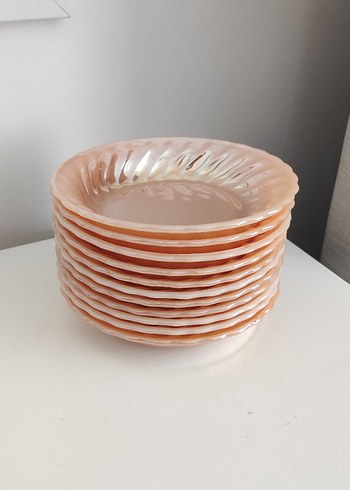 Vintage Anchor Hocking Fire-King Peach Lustre Tabak Takımı