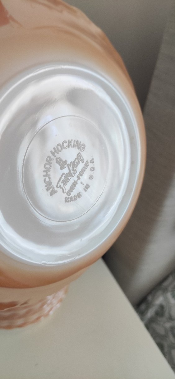 Vintage Anchor Hocking Fire-King Peach Lustre Tabak Takımı - Görsel 3