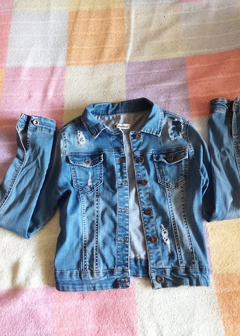 Düğmeli Mavi Kadın Denim Ceket