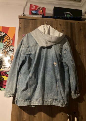 Gri Batik Desenli Salaş Erkek Denim Ceket - Görsel 2