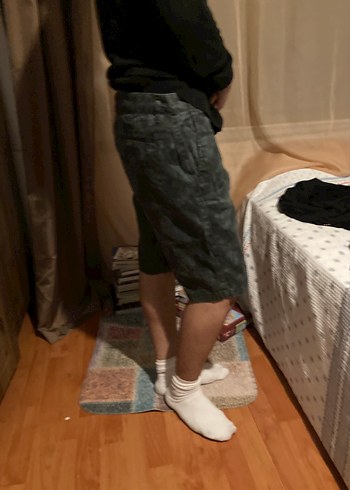 Gri Batik Desenli Erkek Midi Denim Şort - Görsel 3