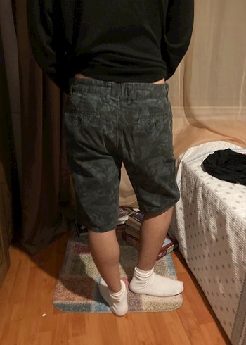 Gri Batik Desenli Erkek Midi Denim Şort - Görsel 2