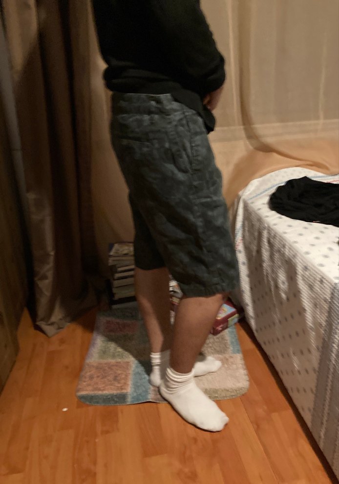 Gri Batik Desenli Erkek Midi Denim Şort - Görsel 3