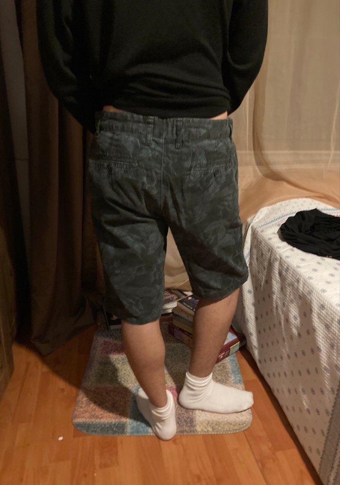 Gri Batik Desenli Erkek Midi Denim Şort - Görsel 2