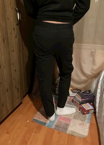 Erkek Siyah Midi Normal Boy Rahat Kesim Pantolon - Görsel 2