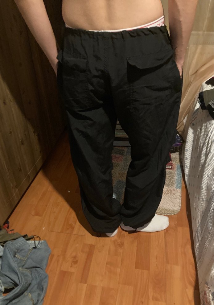 Siyah Erkek Rahat Kesim paraşüt pantolon - Görsel 2