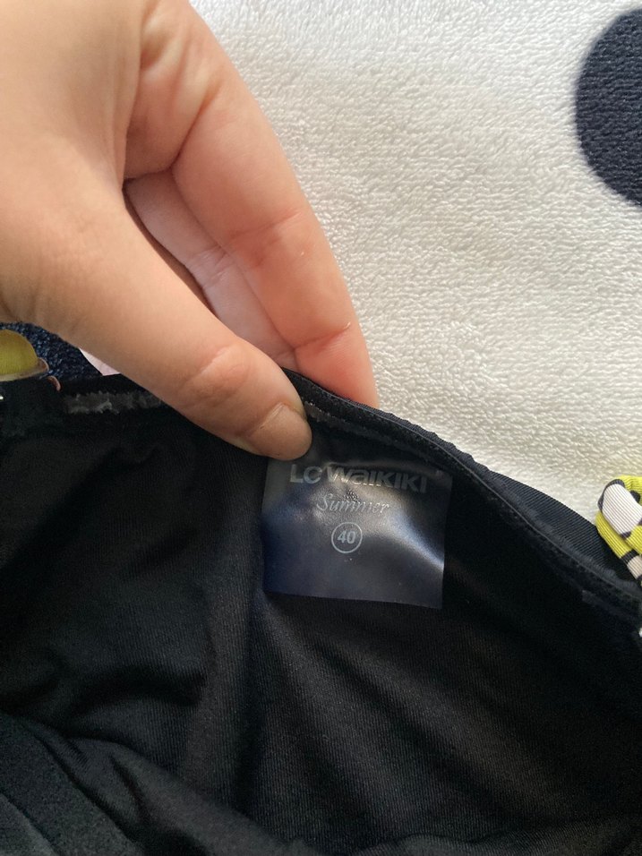 Sarı Desenli İnce Askılı Kadın Mayo - Görsel 3