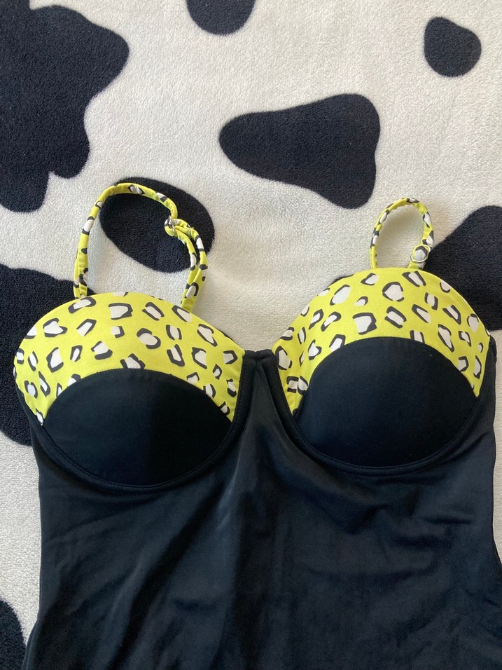 Sarı Desenli İnce Askılı Kadın Mayo - Görsel 2