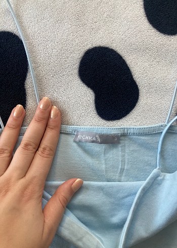Diğer Bebe Mavisi İnce Askılı Denim Kadın Atlet