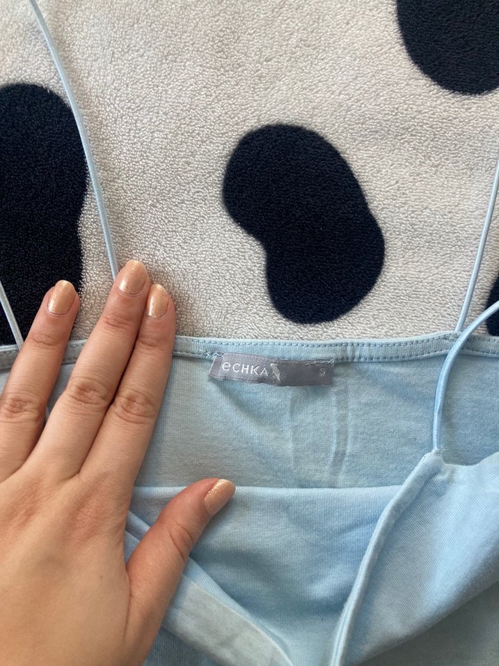 Bebe Mavisi İnce Askılı Denim Kadın Atlet - Görsel 2