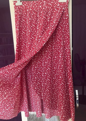 Kırmızı Desenli Uzun Bohem Etek - Görsel 2