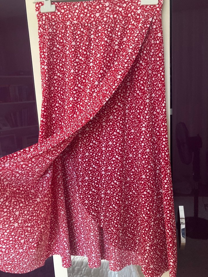 Kırmızı Desenli Uzun Bohem Etek - Görsel 2