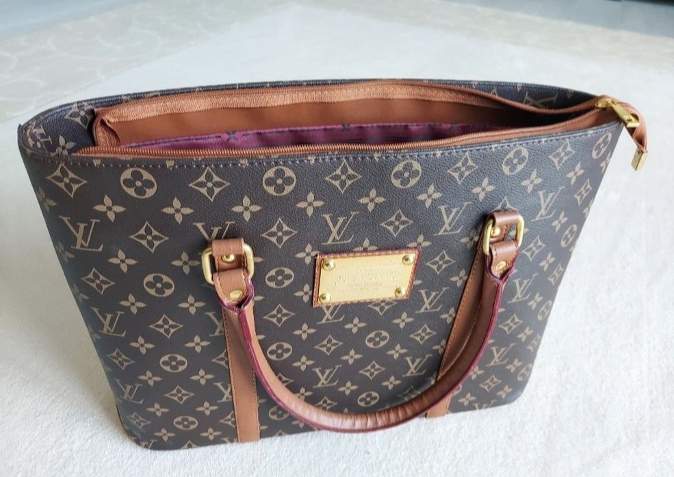 Klasik Paris Desenli Kahverengi Deri Çanta - Görsel 2