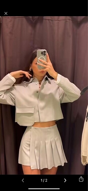 Zara yama cepli blazer kalın pileli şort etek
