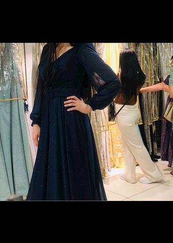 Lacivert Abiye Elbise - Görsel 3