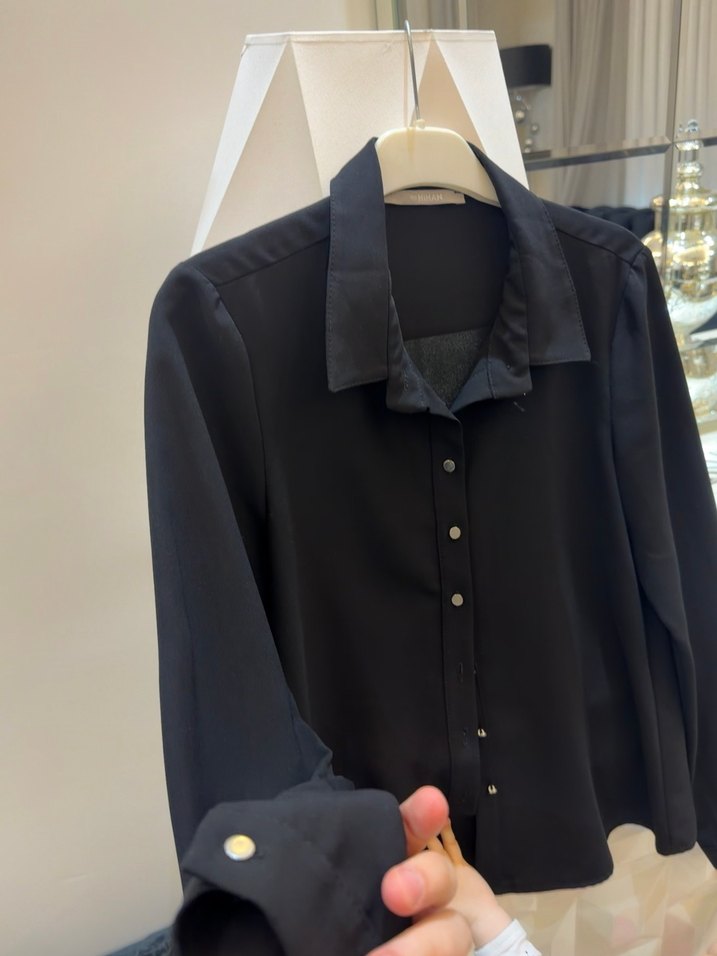 Siyah Kadın Uzun Kollu elbise Gömlek - Görsel 2