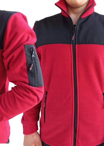 Kırmızı Fermuarlı Erkek Sweatshirt Ceket