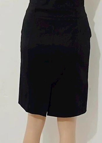 Düğmeli Siyah Gotik Hamile Midi Etek - Görsel 3